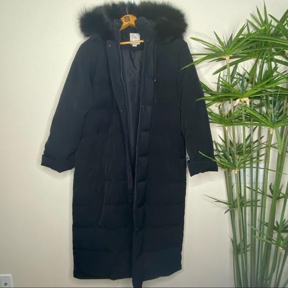 Anne Klein || Fox Fur Trim Hooded Down Coat; Size XL - Picture 14 of 14